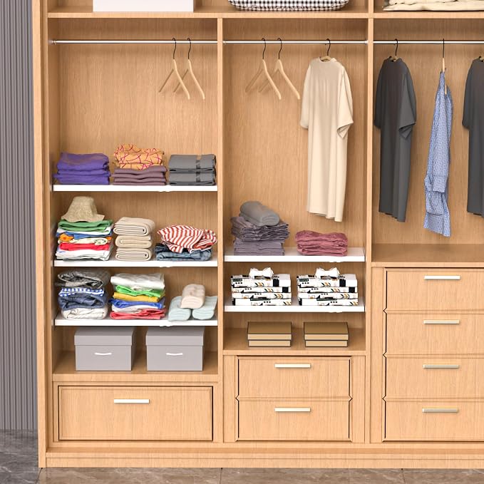 Expandable Closet Shelves, Adjustable Metal Closet Organizers and Storage Shelves for Wardrobe, Kitchen Pantry, Shoe Rack, (2 Pack,W11.81 x L: 17 "to 31") - Image 2