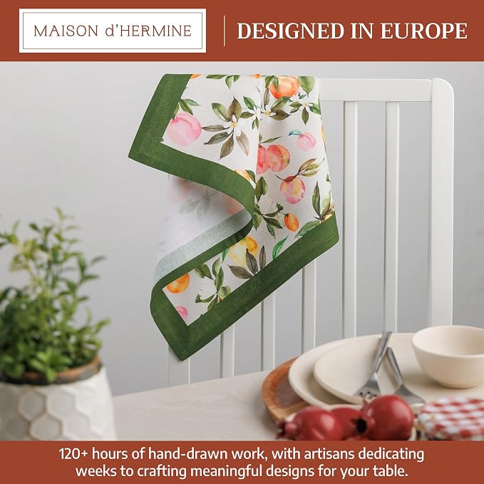 Maison d' Hermine Cloth Napkins Set of 4 Reusable 100% Cotton (18" x 18") | Everyday Square Napkins Cloth Washable Dinner Party Wedding Restaurant Hotel Kitchen Spring Summer - Soleil Fruite - Image 2