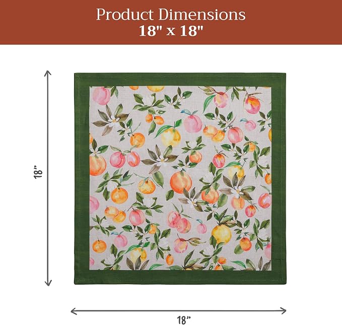 Maison d' Hermine Cloth Napkins Set of 4 Reusable 100% Cotton (18" x 18") | Everyday Square Napkins Cloth Washable Dinner Party Wedding Restaurant Hotel Kitchen Spring Summer - Soleil Fruite - Image 7