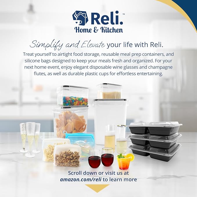 Reli. Storage Containers Kitchen & Pantry 11 Sets | Food Storage with Lids | Airtight Clear Plastic Canister Sets with Lids | Kitchen Organizers | Food Storage | BPA-Free | Multi-Size - Image 9