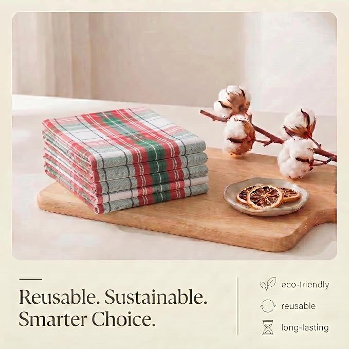 Urban Villa KitchenTowels Cotton DishTowels 20”x30”(Set of 6) Christ Check - Image 8