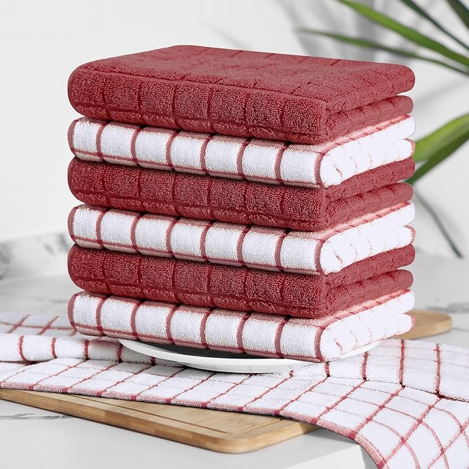 Homaxy Large Premium Cotton Kitchen Towels 16"x 28", 12 Pack, Rust | Natural Ring Spun 390 GSM Dish Towels, Super Absorbent Terry Kitchen Hand Towels, Soft Tea Towels with Hanging Loop - Image 8