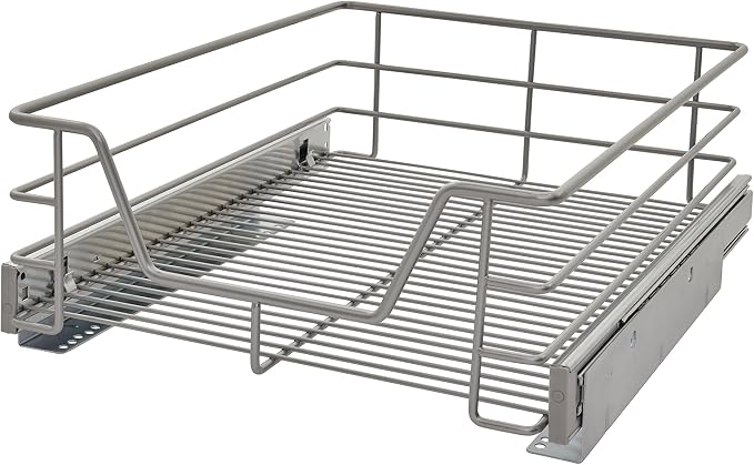 ClosetMaid 32100 Premium 14.5-Inch Wide Kitchen Single Tier Cabinet Pull Out Basket, Platinum by Unknown