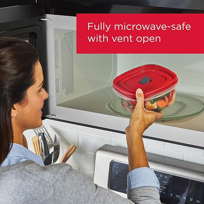 Rubbermaid 42-Piece Food Storage Containers with Lids | Clear Plastic Stackable Kitchen Organization with Microwave Vented Snapping Cover - Image 4