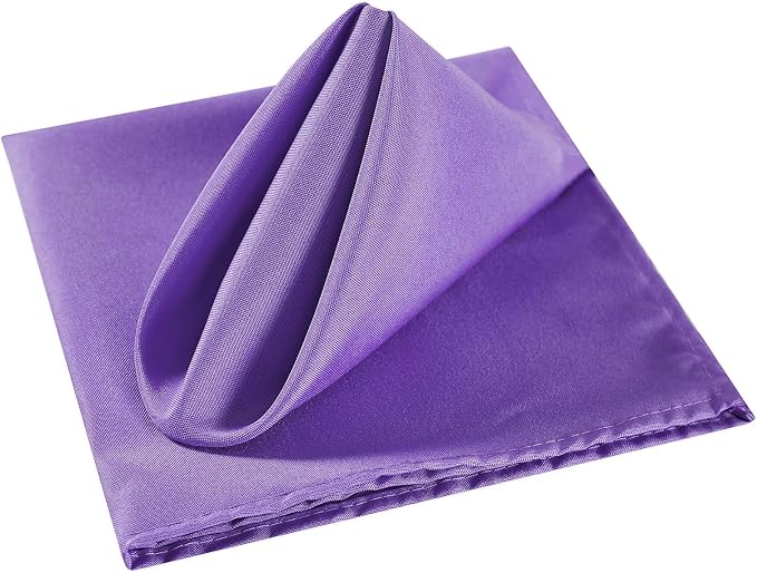 Cloth Napkins 20x20 inch Washable Polyester Dinner Napkins Soft Table Napkins for Wedding Party Dining Banquet(Purple,50PCS) - Image 3
