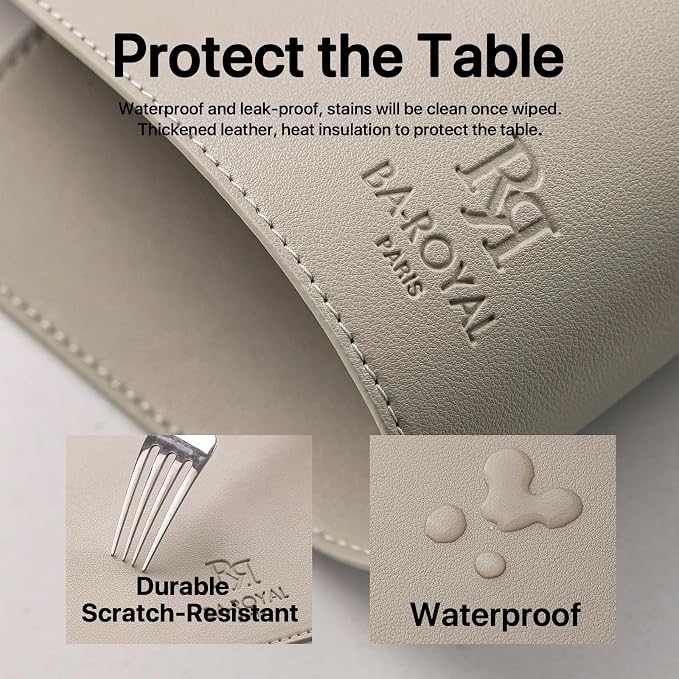 Baroyal Faux Leather Placemats Set of 6 Vinyl Washable Wipeable Table Mats for Kitchen Dining Table Heat Resistant Waterproof Indoor/Outdoor Placemats Non-Slip Easy Clean Place Mats-Almond Birch - Image 5