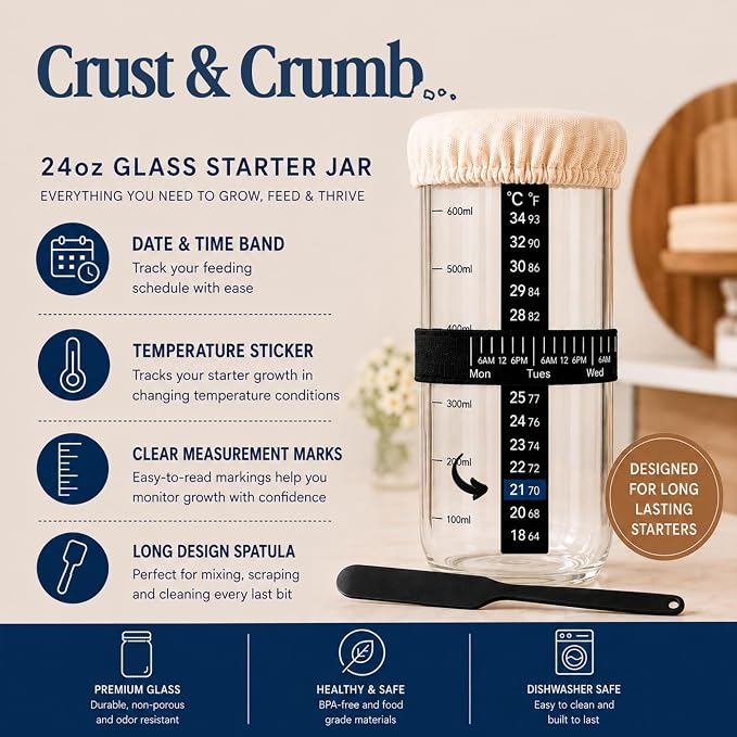 Complete Sourdough Starter Kit, 2 Bannteon Bread Proofing Baskets 9" & 10", UFO Bread Lame, Food Scale, Starter Jar, Silicone Baking Mat, Stainless Steel Dough Scraper and Flour Sifter, Recipes - Image 3