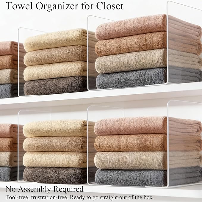 Acrylic Shelf Dividers Closet Organizers for Home Organization Enthusiasts | 12" Tall Sturdy Clear Closet Shelf Dividers for Clothes Purse pantry Separators in Bedroom Kitchen Office Shelf Space Saver - Image 5