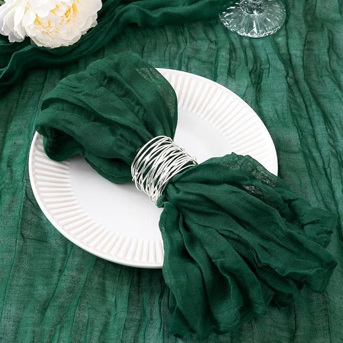 DeZerlor Emerald Green Christmas Cheese Cloth Napkins Set of 12 for Party | Reusable Cloth Napkins Bulk, for Wedding Bridal Baby Shower Dinner Cocktail Birthday Home, 21x21 Inches by DeZerlor