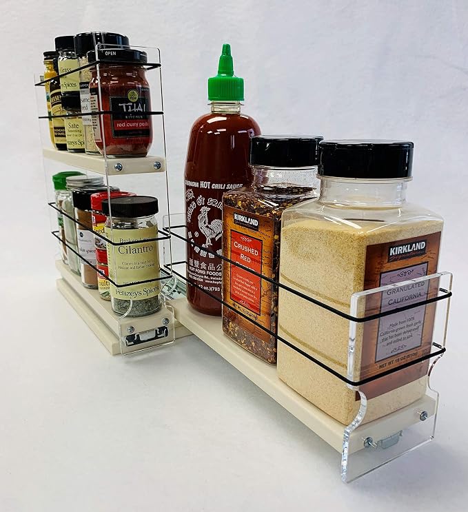 Combo Spice Rack Drawer - Pull Out Pantry Organizers and Storage - Kitchen Cabinet Organizer - Seasoning Sliding Caddy - Made in USA (5.75" W x 10.75" H x 10.60" D, Assembled) - Image 8