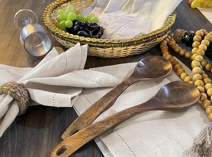 Linen Flax Cotton Cloth Dinner Napkins Set of 12 – 18x18 | Natural Fabric with hemstitched Mitered Corners – Machine Washable Wedding, Cocktail & Party table Napkins - Image 7