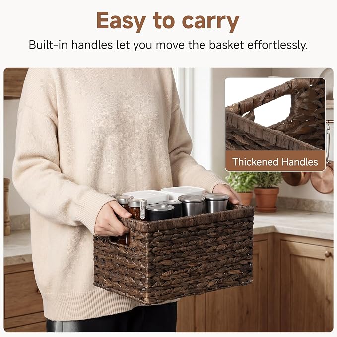 StorageWorks Storage Baskets for Organizing,Hyacinth Storage Baskets,2-Pack | Water Hyacinth Baskets for Shelves, Decorative Baskets for Home Decor, Decorative Baskets for Shelves, Woven Baskets - Image 3
