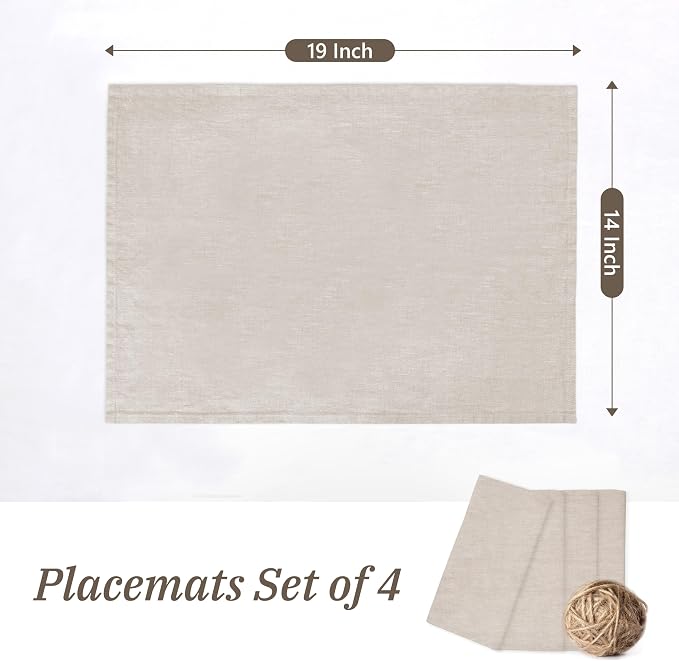 Linen Placemats 14x19Inch Set of 4,100% Linen Placemats Natural Rustic Tablemats for Easter,Mother's Day,Summer,Handcrafted from European Flax(Natural Linen) - Image 4