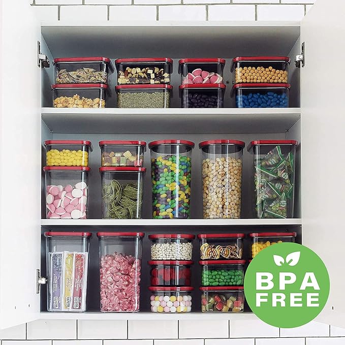 Neoflam 16 Set, Kitchen Pantry Airtight Smart Seal Square Dry Food Storage with Lid, BPA Free, Modular, Stackable, Clear Canister for Cereal, Sugar, Flour, Snack, Coffee, Pasta, Spaghetti Container - Image 8