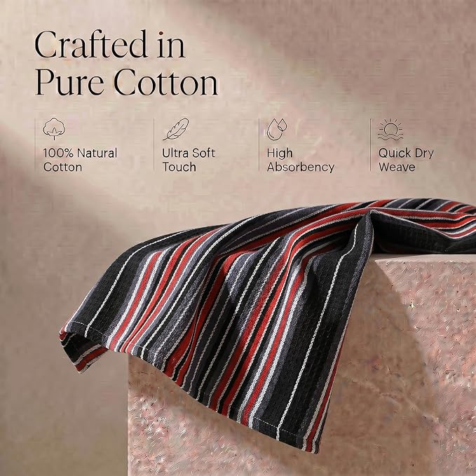 Urban Villa Kitchen Towels Cotton Dish Towels 20”x30” (Set of 6) Black - Image 4