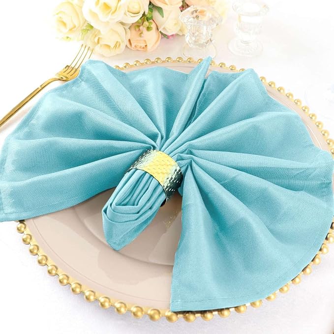 Efavormart Premium Cloth Napkins Set of 25, 20x20 Inch Light Blue Seamless Dinner Napkins, Washable Linen Table Napkin Cloth with Hemmed Edges for Weddings, Party and Banquet - Image 5