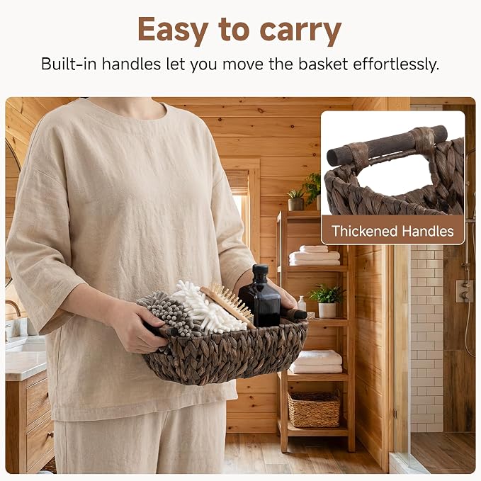 Storageworks Small Wicker Baskets, Decor Storage Baskets, Water Hyacinth - Image 3