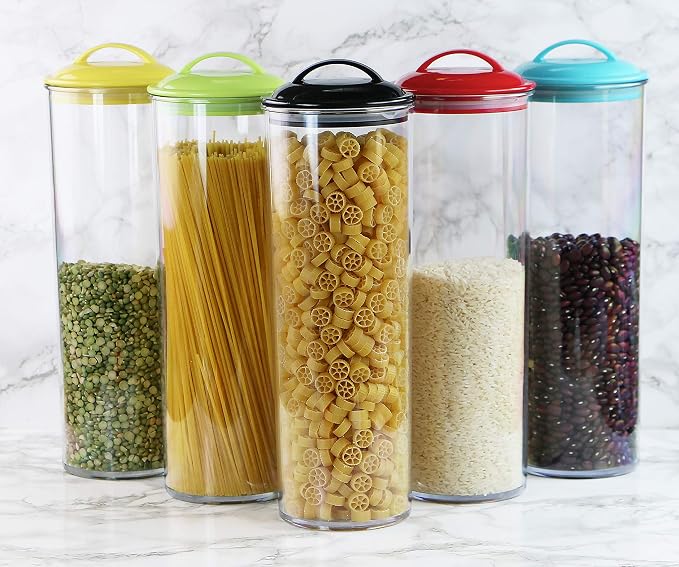 Calypso Basics by Reston Lloyd Acrylic Storage Canisters, Spaghetti, Turquoise - Image 3
