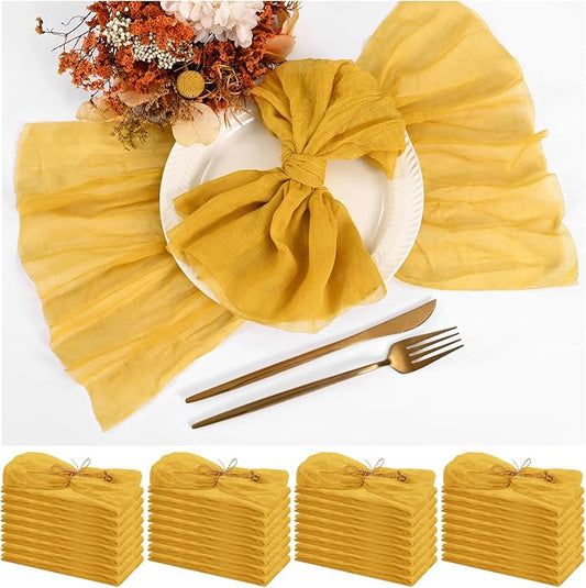 Teruntrue 30 Pack Gold Cloth Napkins, 20 x 20 Inch, Set of 30, Gauze Napkins, Boho Dinner Table Napkins, Wedding Party, Baby Shower, Birthday Party Decorations by Teruntrue