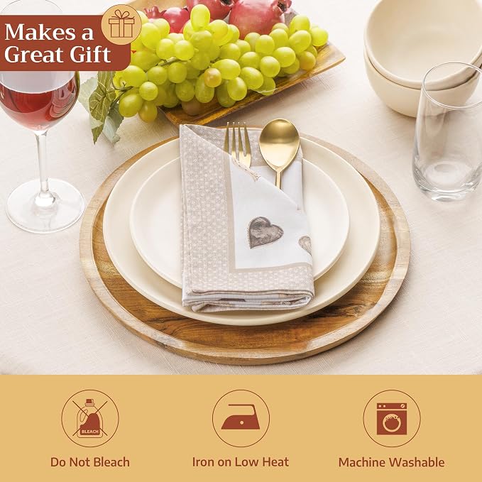 Maison d' Hermine Cloth Napkins Set of 4 Reusable 100% Cotton (18" x 18") | Everyday Square Napkins Cloth Washable Dinner Party Wedding Restaurant Hotel Kitchen Spring Summer - Lovely Hearts - Image 5