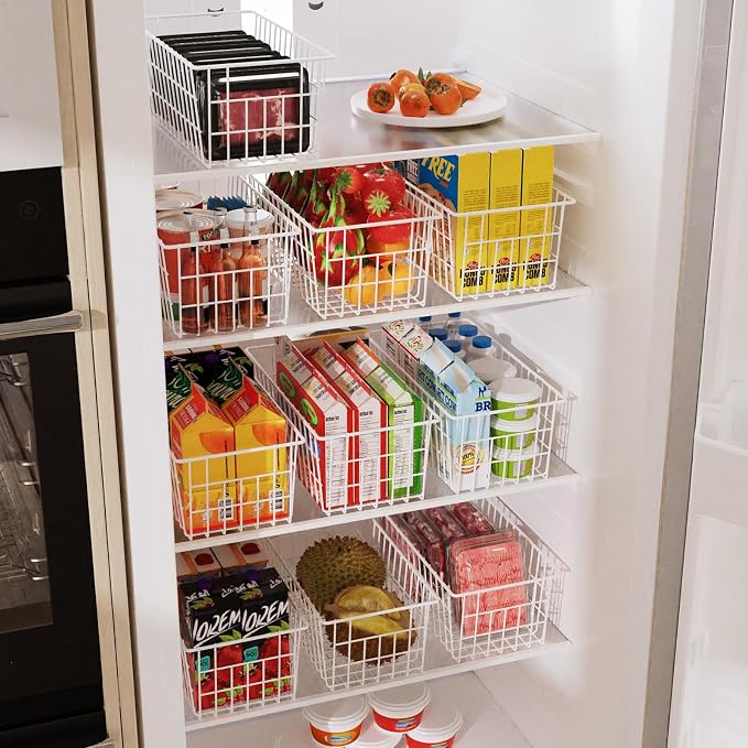 Orgneas Freezer Organizer Bins, Upright Freezer Basket Drawer Organizer Bins, Better Air Circulation Metal Wire Storage Container Bin For Chest Deep Freezers, Easy Sort & Get Food, 2 Large 2 Medium - Image 6