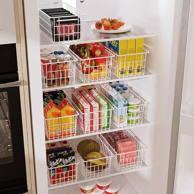 Orgneas Freezer Organizer Bins, Freezer Baskets for Chest Freezer and Upright Freezer Refrigerator Dividers Frozen Meats Storage Containers Organizer for Fruits and Vegetables, 5 Packs - Image 3