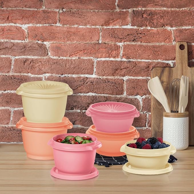 Tupperware Heritage Collection, New 12 Piece Food Storage Container Set in Vintage Warm Colors, Dishwasher Safe and BPA Free (6 containers, 6 lids) - Image 6