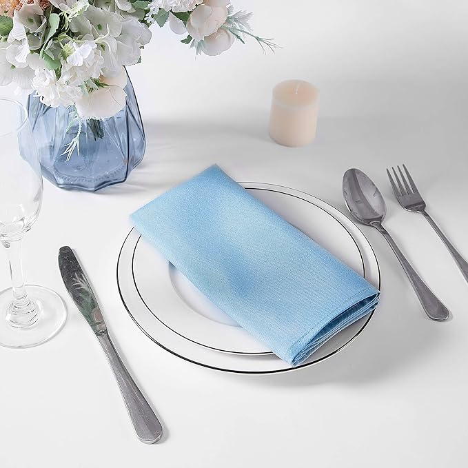 Cloth Napkins 20x20 inch Washable Polyester Dinner Napkins Soft Table Napkins for Wedding Party Dining Banquet(Blue Mist,50PCS) - Image 6