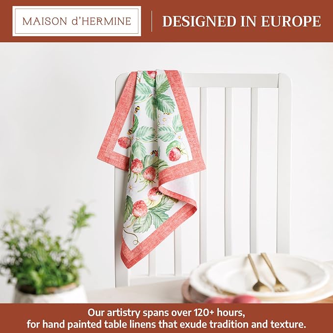 Maison d' Hermine Cloth Napkins Set of 4 Reusable 100% Cotton (18" x 18") | Everyday Square Napkins Cloth Washable Dinner Party Wedding Restaurant Hotel Kitchen Spring Summer - Strawberry Summer - Image 2