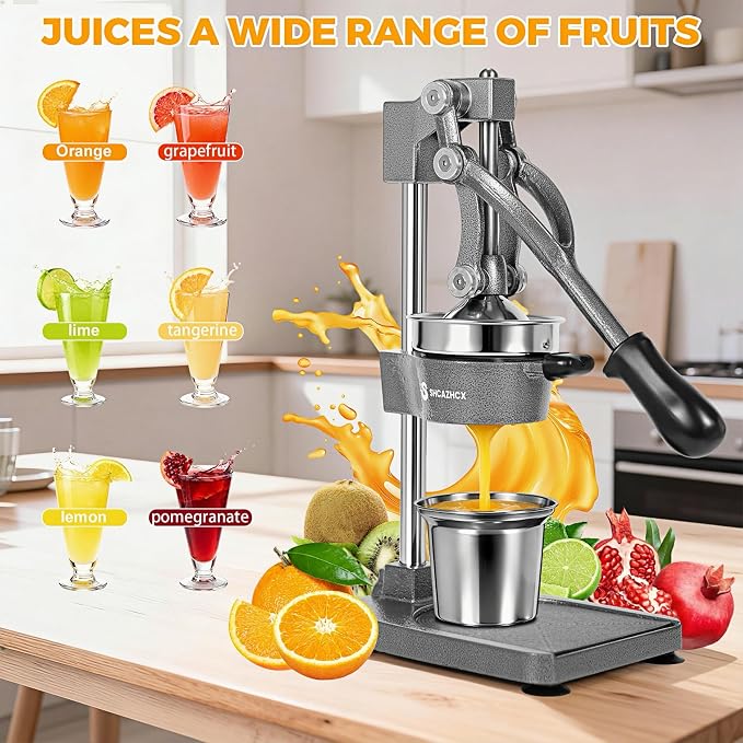 Cast Iron Manual Citrus Juicer Press, Heavy Duty Fruit Squeezer | Long-lever citrus press for oranges, grapefruit, and pomegranates with removable stainless steel parts - Image 7