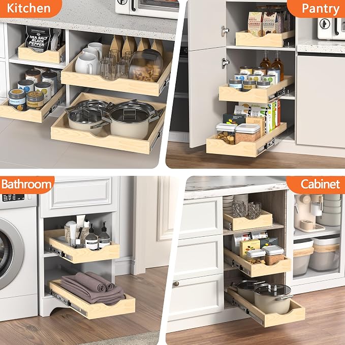 ZOINLIY Wooden Pull Out Cabinet Organizer, 21'' Deep Slide Out Drawer | Kitchen Organizers and Storage, Soft Close, Heavy Duty, Full-Extension - Image 8