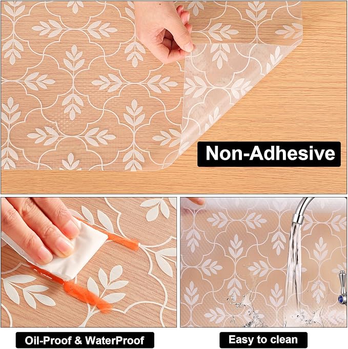 Cooyes Shelf Liners for Kitchen Cabinets Waterproof & Oil-Proof Kitchen Cupboard Mats Non-Slip Drawer Mats EVA Material Non Adhesive Fridge Liner for Shelves（11.8" W x 236" L） - Image 6