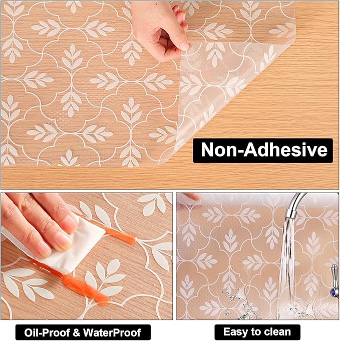 Cooyes Shelf Liners for Kitchen Cabinets Waterproof & Oil-Proof Kitchen Cupboard Mats Non-Slip Drawer Mats EVA Material Non Adhesive Fridge Liner for Shelves, （23.6" W x 236" L） - Image 6