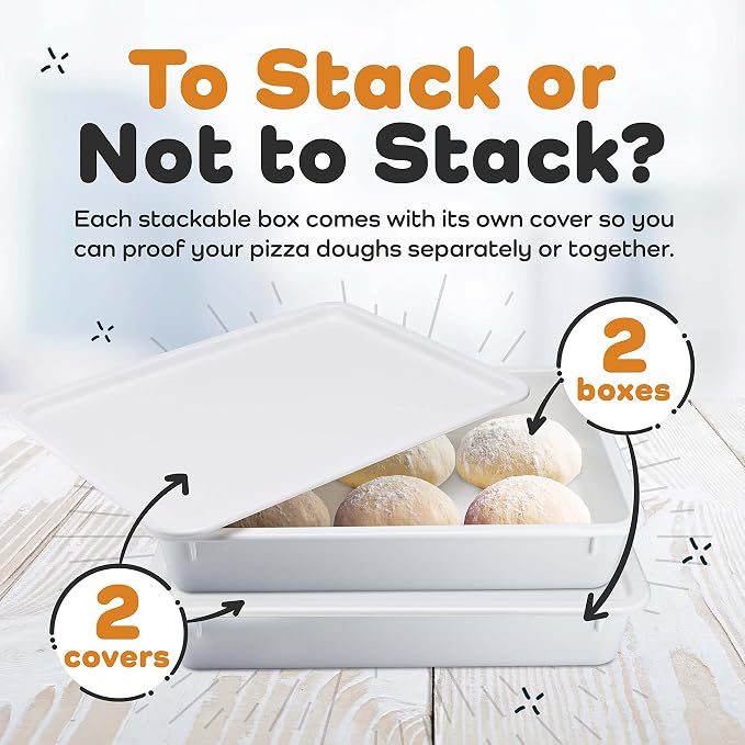 Pizza Dough Proofing Box, Commercial Grade 17.25" x 13", 2 Trays and Covers | Stackable - Image 2