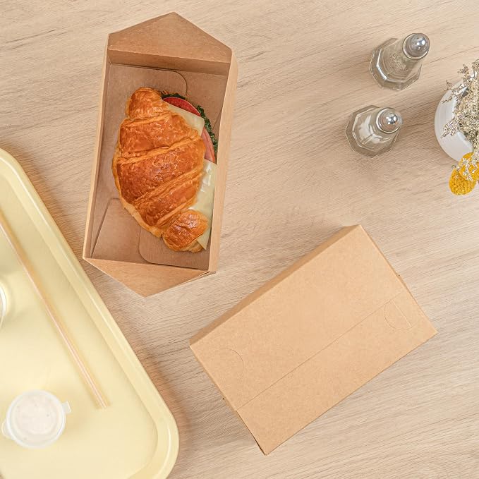 Bio Tek 47 Ounce To Go Boxes, 400 Rectangle Take Out Food Containers - Fast Top Closure, Disposable, Kraft Paper Carry Out Containers, Greaseproof, For Burgers Or Fried Chicken - Restaurantware - Image 10