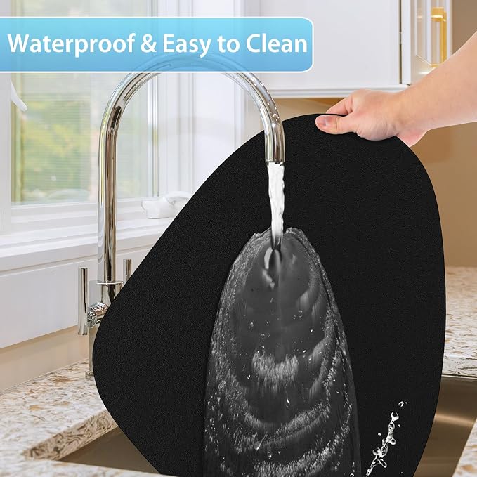 Faux Leather Placemats Set of 12, Wipeable & Washable Table Mats | Waterproof, Heat-Resistant & Easy to Clean Round Place Mats for Dining & Kitchen, 17''x13'', Black - Image 5