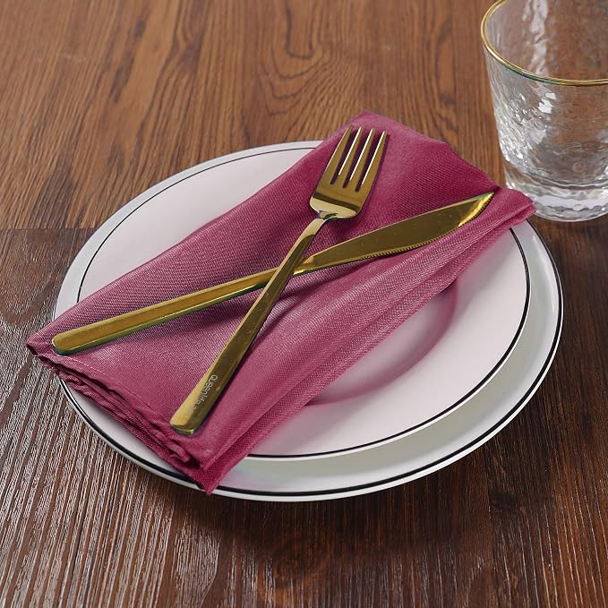 Cloth Napkins 17x17 inch Washable Polyester Dinner Napkins Soft Table Napkins for Wedding Party Dining Banquet(Burgundy,100PCS) - Image 6
