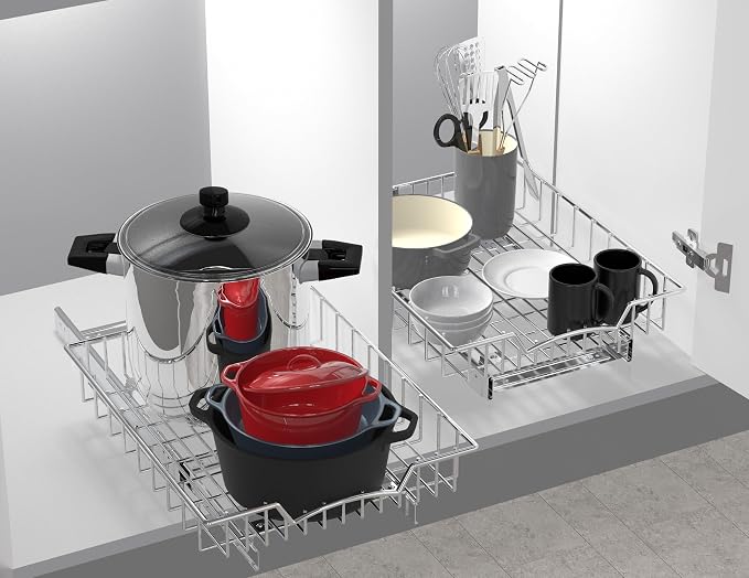 Simple Houseware Under Cabinet Pull Out Sliding Shelf Drawer, 17Dx13W | for Kitchen Organizer - Image 4