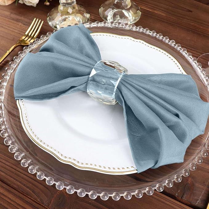 Efavormart Premium Cloth Napkins Set of 100, 20x20 Inch Dusty Blue Violet Seamless Dinner Napkins, Washable Linen Table Napkin Cloth with Hemmed Edges for Weddings, Party and Banquet - Image 8