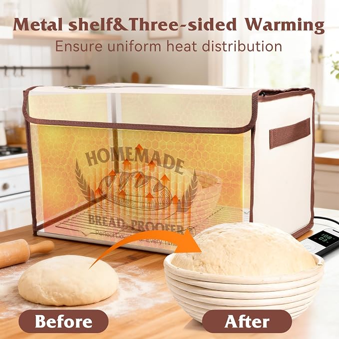 Bread Proofing Box with Shelf,Foldable dough proofing box with 24H Timer | 50-130℉ Temp Control,Space-Saving Dough Proofer for Yogurt, Pizza, Bread Baking - Image 2
