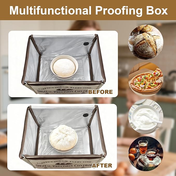 Bread Proofing Box, Folding Dough Proofing Warming Box with 50-113℉ Temp Control & 48h Timer, Proofer Oven with Metal Rack, Ideal for Sourdough, Bread Baking, Pizza, Yogurt, Kombucha, 5-Layer Fabric - Image 6