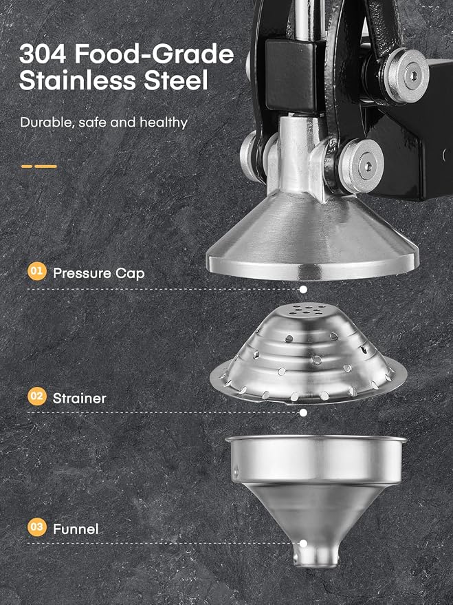 FOHERE Orange Juicer Squeezer, Cast Iron Lemon Squeezer, Commercial Citrus Juicer Hand Press for Orange, Lemon, Pomegranate, Grapefruit, Easy to Clean Citrus Squeezer with a Stainless Steel Cup - Image 3