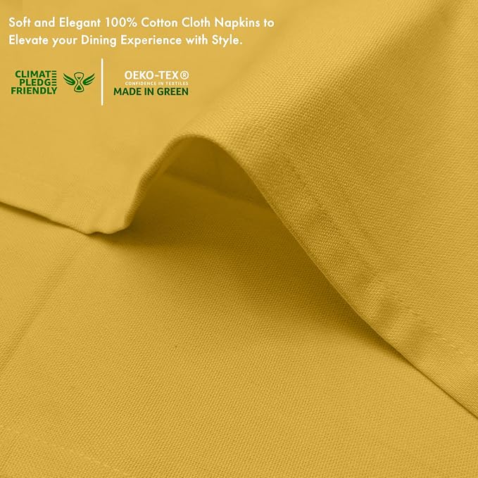 Ruvanti Cloth Napkins Set of 6, 100% Cotton High GSM 18x18 Inches Soft, Washable, Highly Durable & Absorbent, Perfect for Parties, Christmas, Thanksgiving Dinners – Spicy Mustard - Image 5