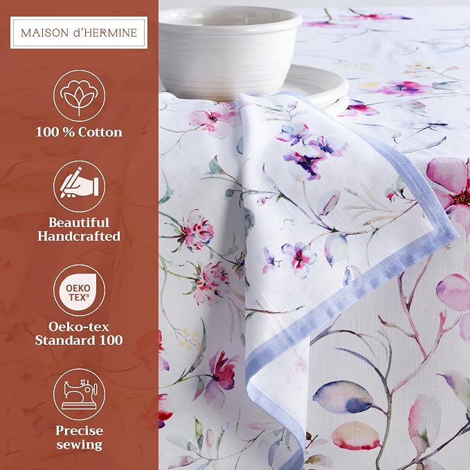 Maison d' Hermine Cloth Napkins Set of 4 Reusable 100% Cotton (20" x 20") | Everyday Square Napkins Cloth Washable Dinner Party Wedding Restaurant Hotel Kitchen Spring Summer - Summer Floral - Image 2