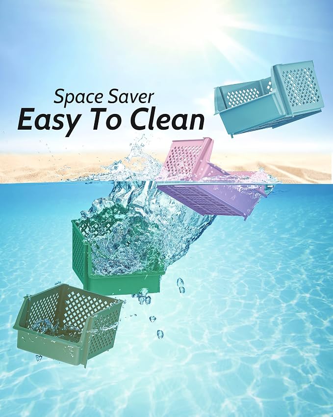 Skywin Stackable Storage Bins Open Front for Pantry Storage, 4 Pack - Multi | Sturdy Plastic, Easy Stacking, Open Front Access, Ventilated Sides, Vertical & Space Saving Pantry Organizers and Storage Bin - Image 7