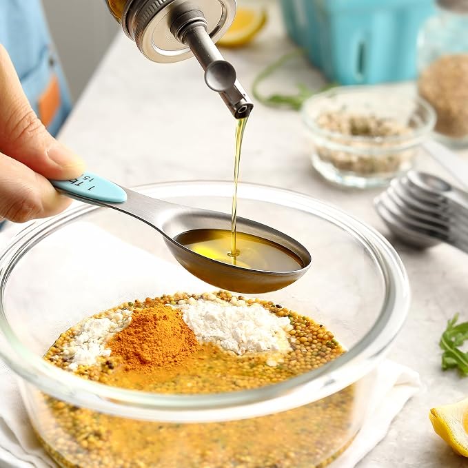 Spring Chef Dual Sided Magnetic Measuring Spoons Set, Pastel, Set of 8 & Stainless Steel Magnetic Measuring Cups, Set of 7, Black - 2 Product Bundle - Image 4