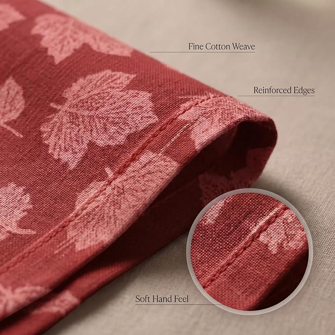 Urban Villa Cloth Napkins Cotton 20x20 (Set of 12) Brown Leaf Print - Image 5