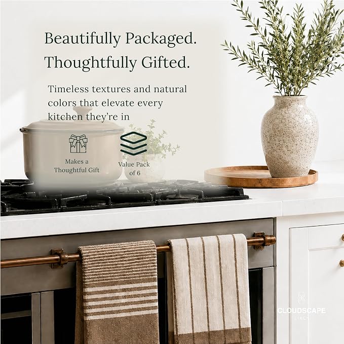 CSL Pack of 12 Kitchen Towels, Absorbent & Soft, Oversized, 18x28 - Beige - Image 8