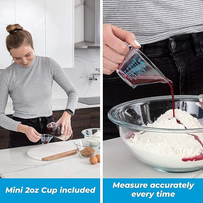 Silicone Pastry Mat and 4-Piece Liquid Measuring Cups Set - Extra Large Baking Mat For Rolling Out Dough - 100% Silicone & BPA Free - Includes Mini Ounce, 1, 2 and 4 Plastic Cup Sizes - Image 7