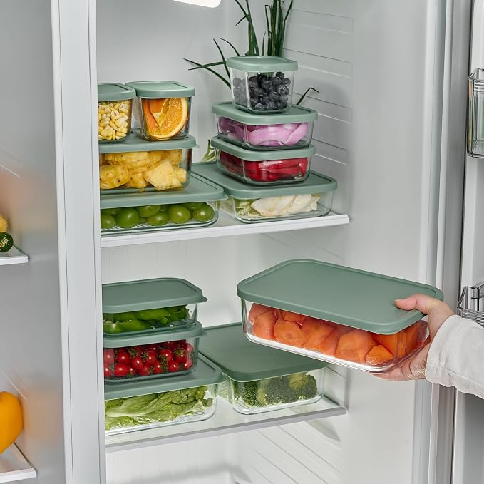 Glass Food Storage Containers with Lids — 6 Piece — 17.6 oz Glass with BPA-Free Leakproof Stackable Lids — Microwave, Oven & Dishwasher Safe — Ideal for Meal Prep & More - Soft Sage - Image 5